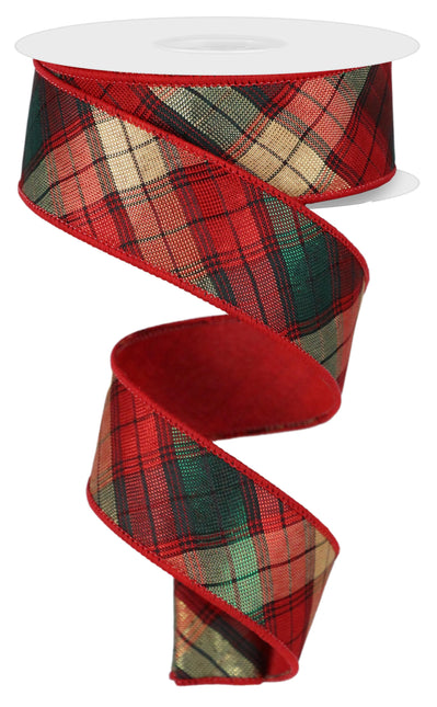 1.5"x10Y Met Plaid/Diagonal Fused Back