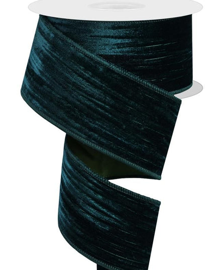 Ribbon 2.5"x10Y Crushed Velvet Hunter Green