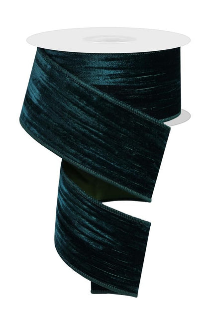 Ribbon 2.5"x10Y Crushed Velvet Hunter Green