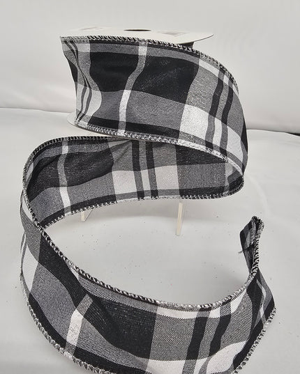 2.5"x10Y Elegant Metallic Ribbon Plaid