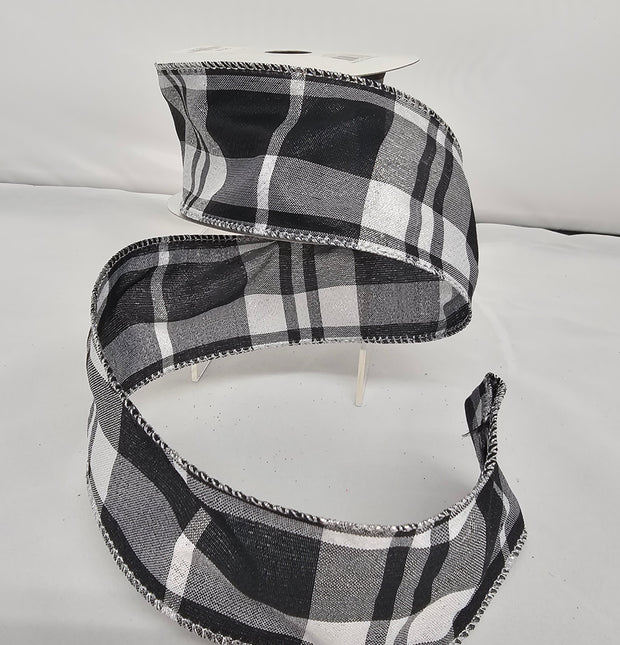 2.5"x10Y Elegant Metallic Ribbon Plaid