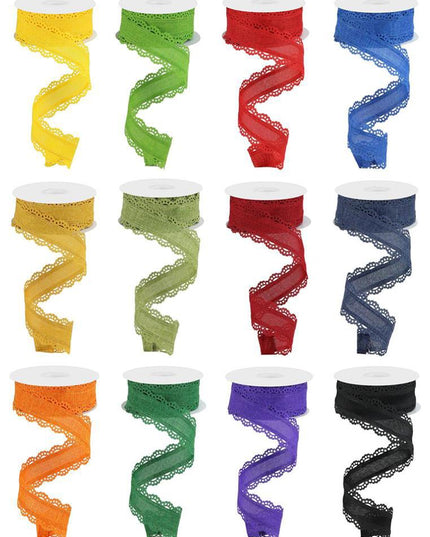 Scalloped Edge Royal Burlap Ribbon
