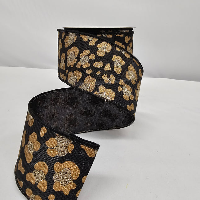 2.5"x10Y Glitter Leopard Ribbon