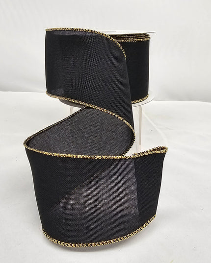 2.5"x10Y Gold Glitter Trim Ribbon