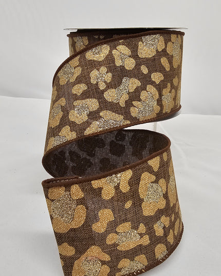 2.5"x10Y Glitter Leopard Ribbon