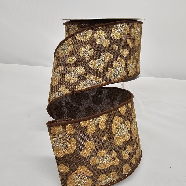 2.5"x10Y Glitter Leopard Ribbon