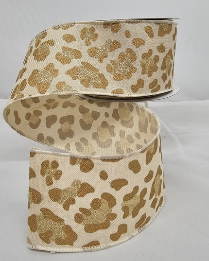 2.5"x10Y Glitter Leopard Ribbon