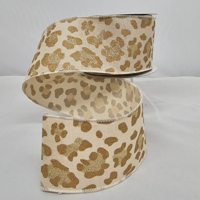 2.5"x10Y Glitter Leopard Ribbon