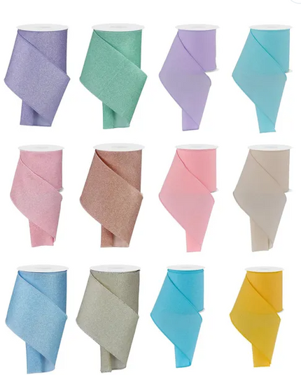4" x 10 yard Pastel Fine Glitter Ribbon