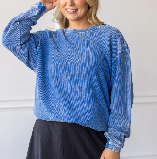 Luxe Corded Sweatshirt - Royal