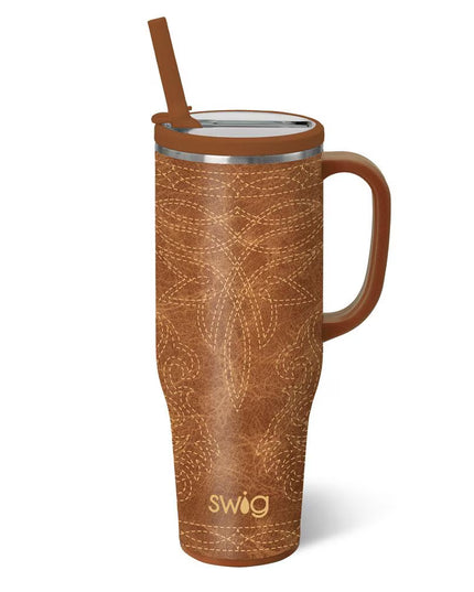 Saddle Stitch Cognac Mega Mug 40oz