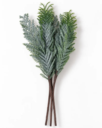 Lightly Snowy Fern Pine Stem 18"