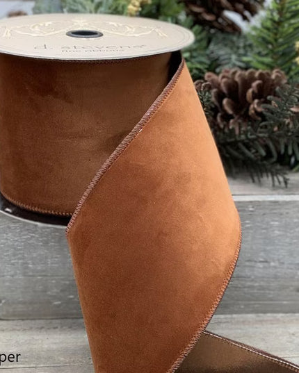 2.5" x 10 yds Velvet Copper Taffeta Back