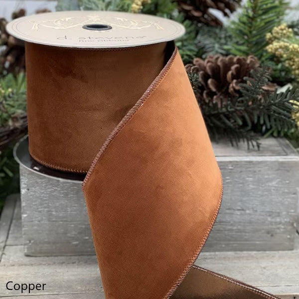 2.5" x 10 yds Velvet Copper Taffeta Back