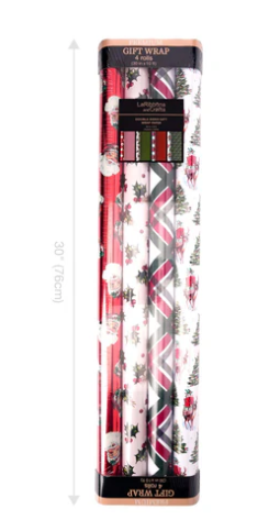 30" x 10' Wrapping Paper Bundle (4-pack) | Vintage Christmas