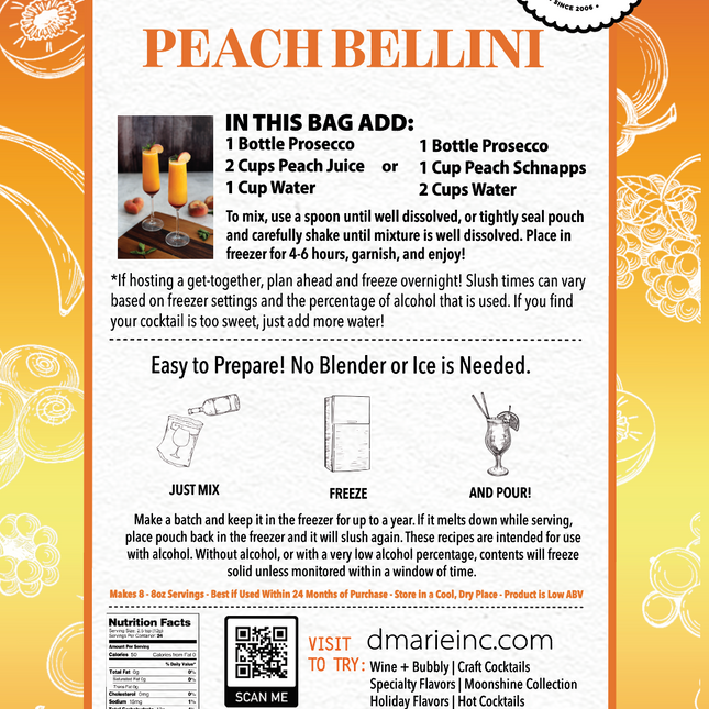 Peach Bellini Craft Cocktail Slush Mix