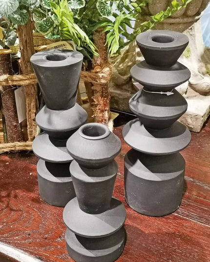 Black Modern Taper Candle Holders