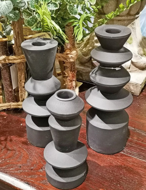 Black Modern Taper Candle Holders