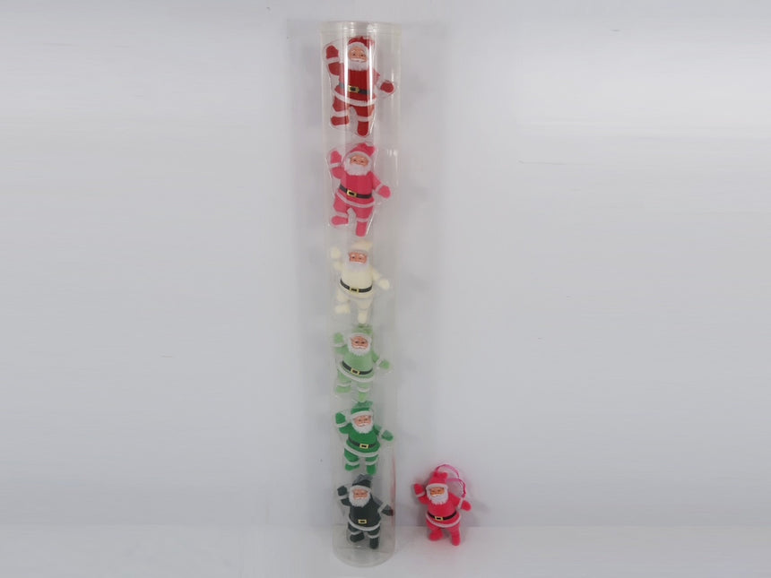 Flocked Santa Ornament Set of 6