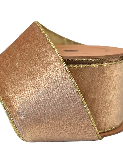 2 1/2" Velvet Wired Ribbon | Gold | 10 Yard Roll