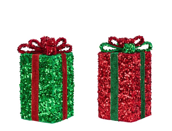 8"H Sequin Gift Package