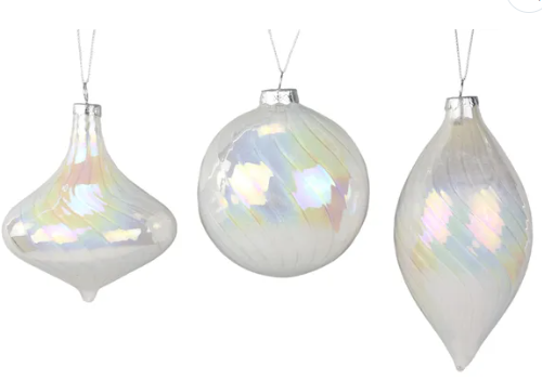 Iridescent White Swirl Glass Ornament