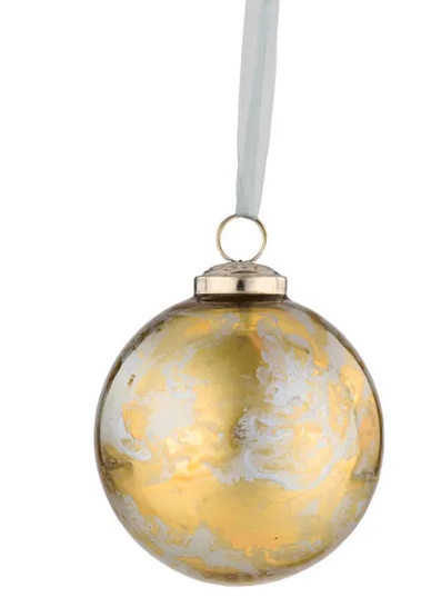 4" Glass Marble Ornament Gold