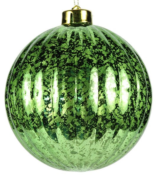 120Mm Antique Look Vertical Stripe Ball Ornament