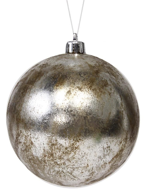 ANTIQUE WASH SMOOTH BALL ORNAMENT - ANTIQUE SILVER