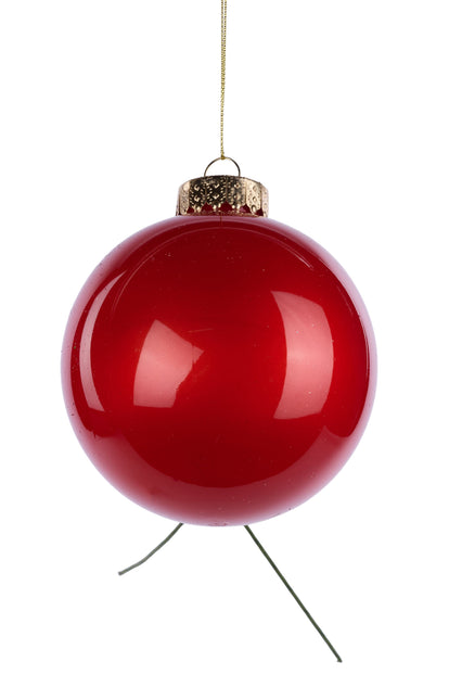 100MM Red Glass Look Ornament w/wire