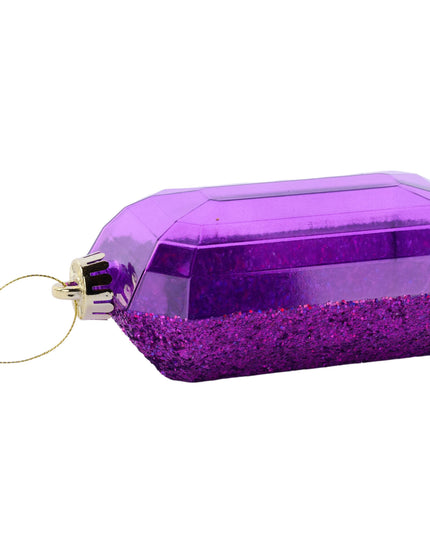 Laser Glitter Rectangle Gem Ornament Purple