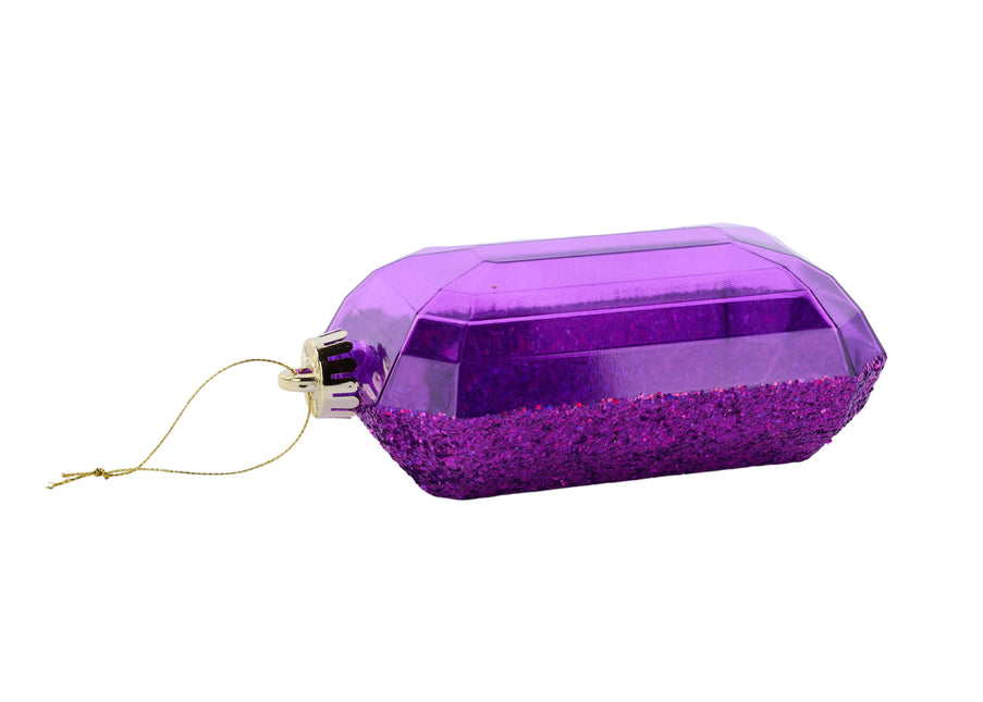 Laser Glitter Rectangle Gem Ornament Purple