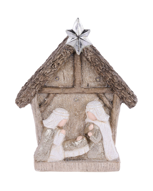 13.5" Holy Family in Manger w/ LED