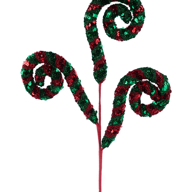 28" Sequin Lace Coil Red Green