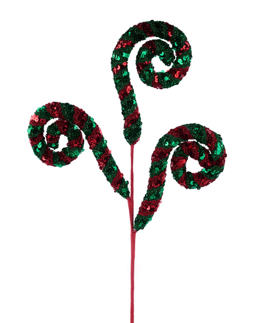 28" Sequin Lace Coil Red Green