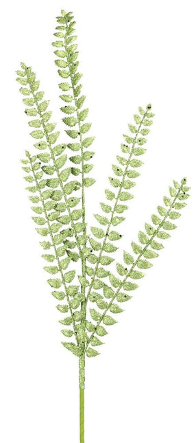 37" Lime Green Glitter Fern Spray