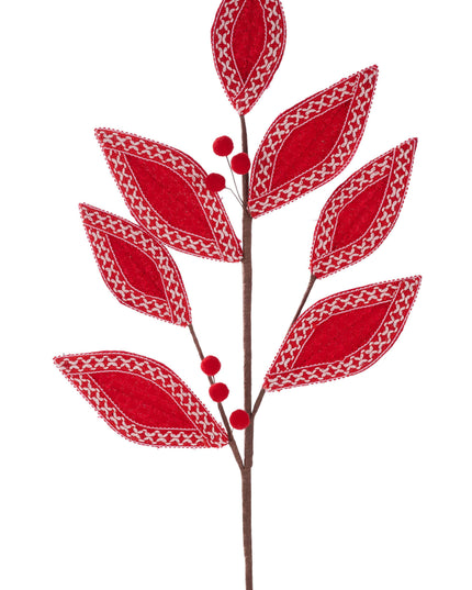 Velvet Yarn Leaf Spray Red