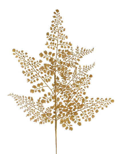 23" Glitter Maidenhair Fern Spray Gold
