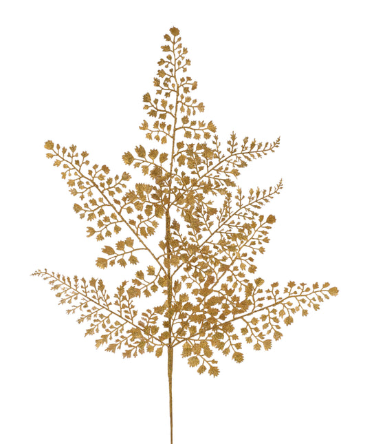 23" Glitter Maidenhair Fern Spray Gold