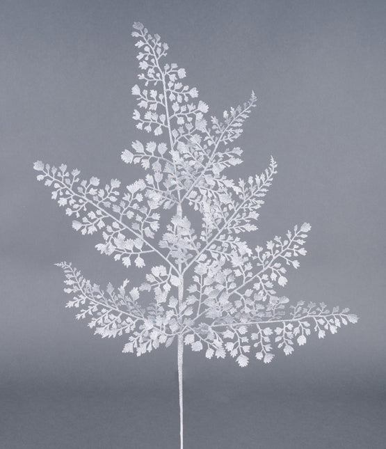 23" Glitter Maidenhair Fern Spray Silver