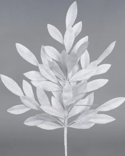 23" Glitter Bay Leaf Spray Laser Silver