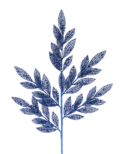 29.5" Navy Filagree Leaf Spray