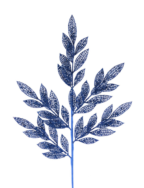 29.5" Navy Filagree Leaf Spray