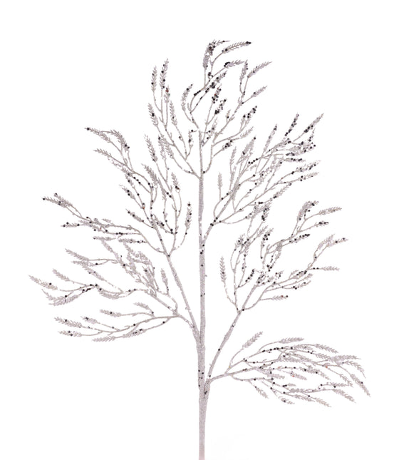 Silver Glitter Wild Twig Spray