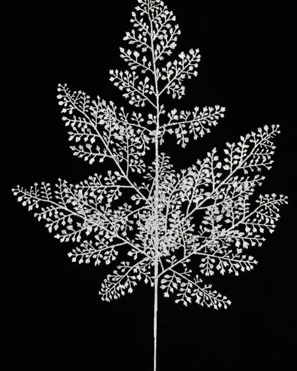 27" Silver Metallic Fern Leaf Spray