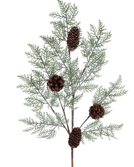 29"L Glitter Hemlock Pinecone Spray