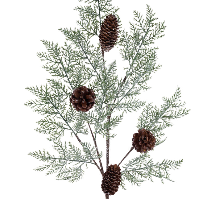 29"L Glitter Hemlock Pinecone Spray