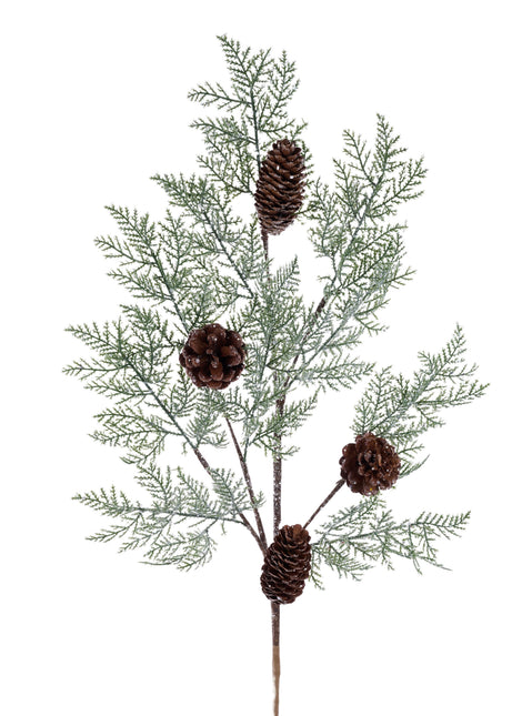 29"L Glitter Hemlock Pinecone Spray