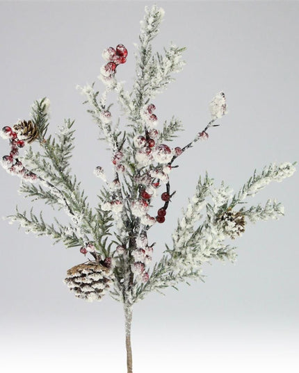 16" Snow Berry Pinecone pick