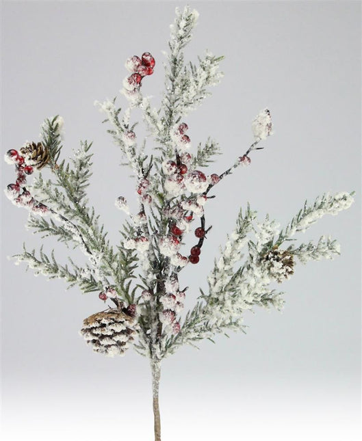 16" Snow Berry Pinecone pick